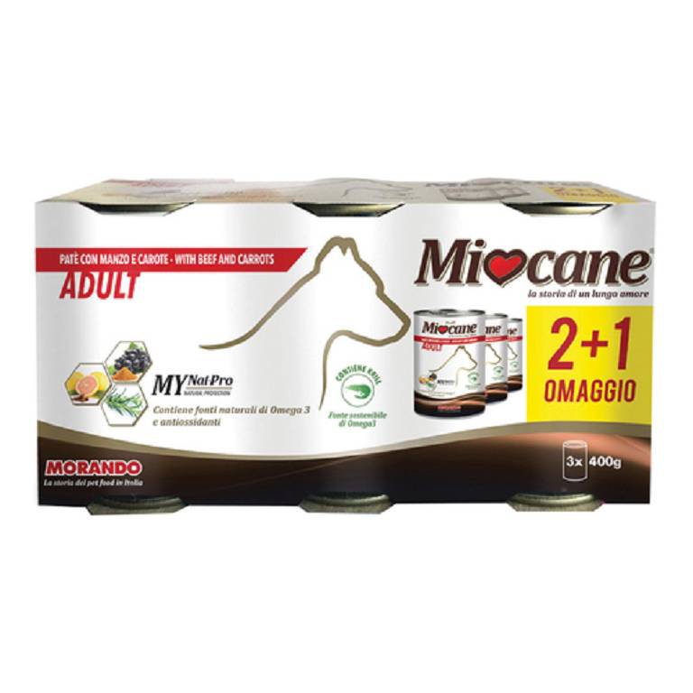 MIOCANE PATE' TRIS MANZO/CAROT